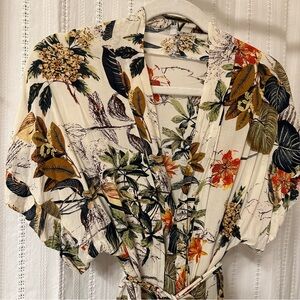 Floral tropical Print Women's Swim Coverup, dress or kimono! Button enclosure!